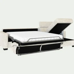 Canapé En Tissu|Canapé 4 Places*alinea Canapé d'angle réversible convertible matelas Bultex en tissu genesis avec accoudoirs 15cm - ventoux Blanc