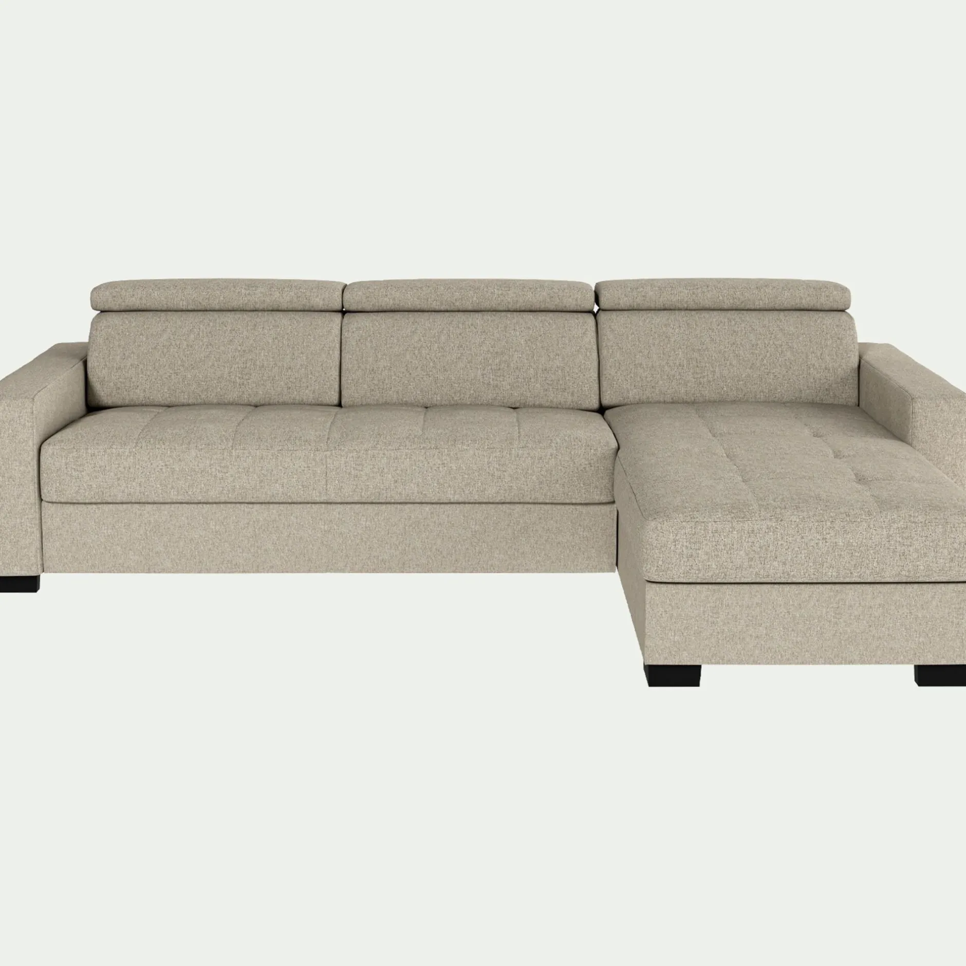 Canapé 4 Places|Canapé Convertible*alinea Canapé d'angle réversible convertible matelas Bultex en tissus pop avec accoudoirs 20cm - Beige