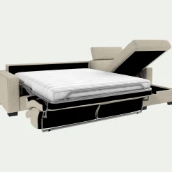 Canapé 4 Places|Canapé Convertible*alinea Canapé d'angle réversible convertible matelas Bultex en tissus pop avec accoudoirs 20cm - Beige