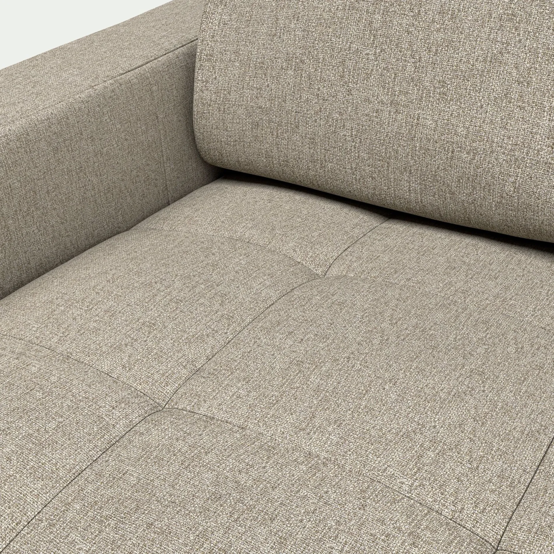 Canapé 4 Places|Canapé Convertible*alinea Canapé d'angle réversible convertible matelas Bultex en tissus pop avec accoudoirs 20cm - Beige