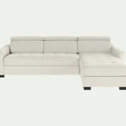 Canapé En Cuir|Canapé 4 Places*alinea Canapé d'angle réversible fixe en cuir de buffle avec accoudoirs 15cm - Blanc