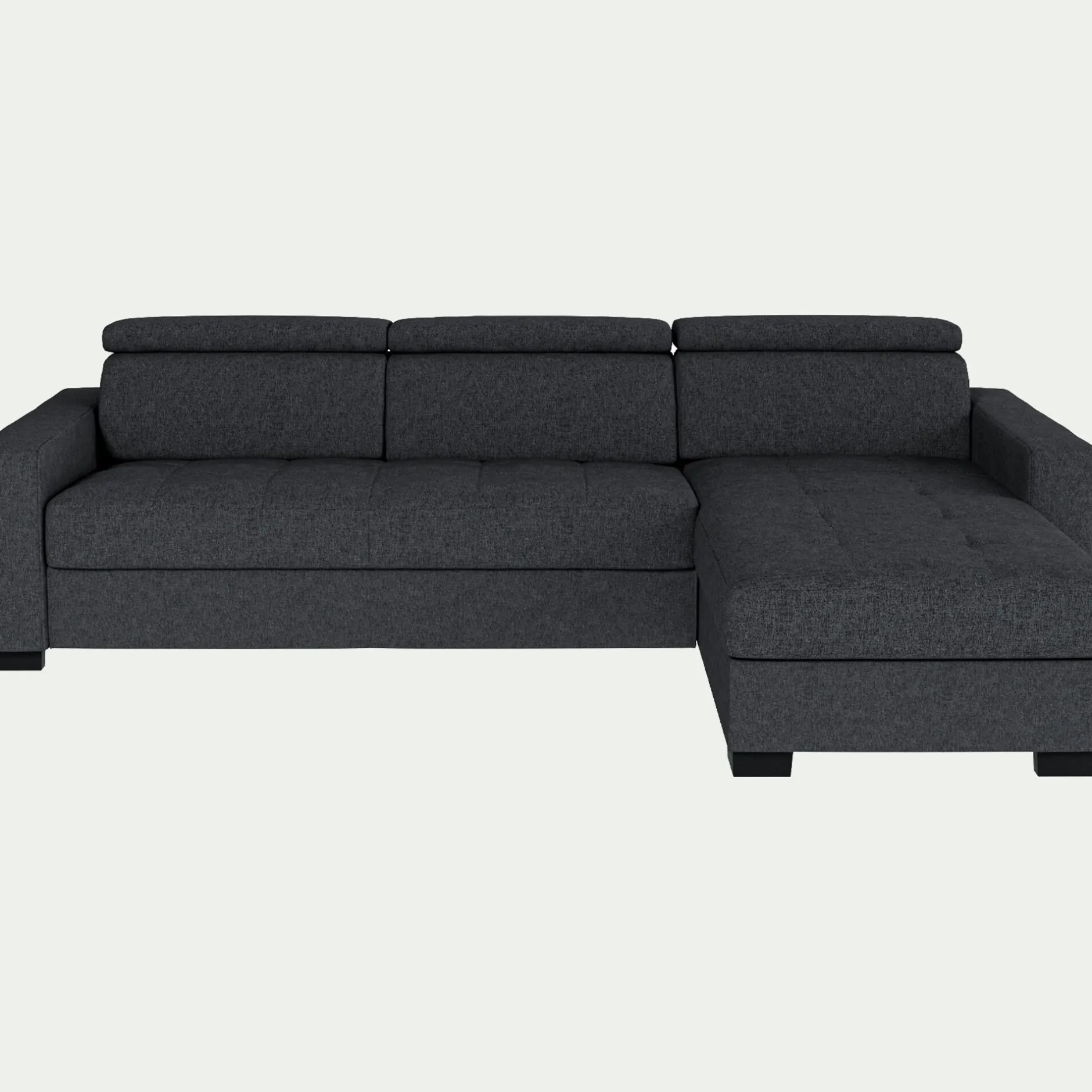 Canapé 3 Places|Canapé D'Angle*alinea Canapé d'angle réversible fixe en tissu pop avec accoudoirs 20cm - anthracite Gris