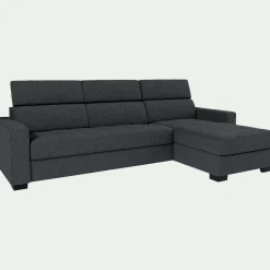 Canapé 3 Places|Canapé D'Angle*alinea Canapé d'angle réversible fixe en tissu pop avec accoudoirs 20cm - anthracite Gris