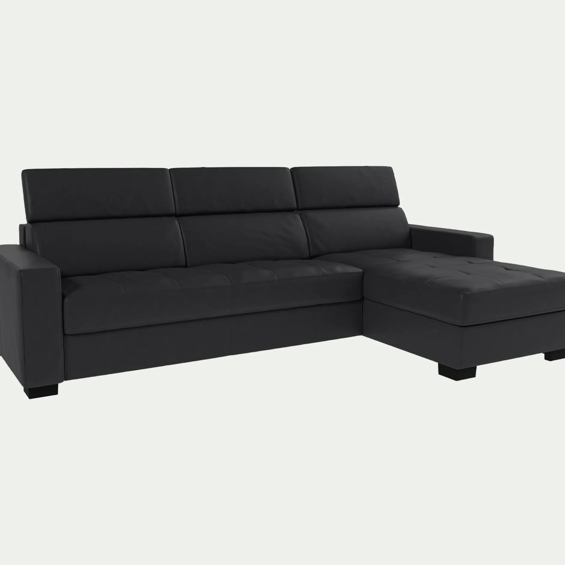 Canapé En Cuir|Canapé 4 Places*alinea Canapé d'angle réversible fixe en cuir de buffle avec accoudoirs 20cm - brun terre d'ombre Brun ombre