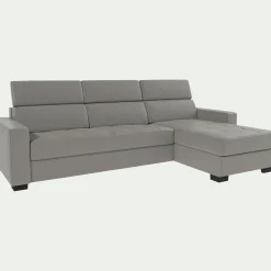 Canapé En Cuir|Canapé 4 Places*alinea Canapé d'angle réversible fixe en cuir de buffle avec accoudoirs 20cm - borie Gris