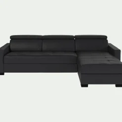 Canapé 4 Places|Canapé Fixe*alinea Canapé d'angle réversible fixe en cuir de buffle avec accoudoirs 15cm - brun terre d'ombre Marron