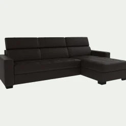 Canapé En Cuir|Canapé 4 Places*alinea Canapé d'angle réversible fixe en cuir de buffle avec accoudoirs 20cm - Marron