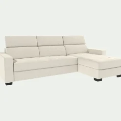 Canapé En Cuir|Canapé 4 Places*alinea Canapé d'angle réversible fixe en cuir de buffle avec accoudoirs 20cm - Blanc