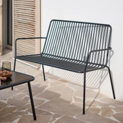 Canapé Extérieur*alinea Canapé de jardin en acier - (2 places) Noir