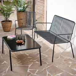 Canapé Extérieur*alinea Canapé de jardin en acier - (2 places) Noir