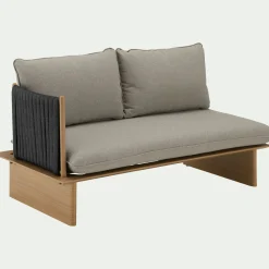 Canapé Extérieur|Salon De Jardin Bois*alinea Canapé de jardin en aluminium effet teck et corde - gris (2 places)