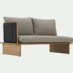 Canapé Extérieur|Salon De Jardin Bois*alinea Canapé de jardin en aluminium effet teck et corde - gris (2 places)