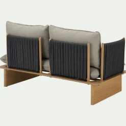 Canapé Extérieur|Salon De Jardin Bois*alinea Canapé de jardin en aluminium effet teck et corde - gris (2 places)