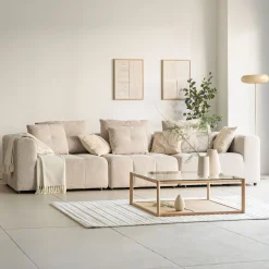 Canapé En Tissu|Canapé 4 Places*alinea Canapé droit modulable en tissu Benjo - roucas Beige