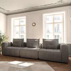 Canapé En Tissu|Canapé Modulable*alinea Canapé droit modulable en tissu Benjo - vesuve Gris