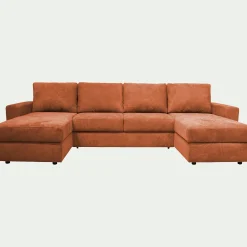 Canapé En Tissu|Canapé 4 Places*alinea Canapé en U convertible en tissu tramé - brun rustrel Marron