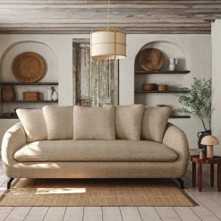 Canapé 3 Places*alinea Canapé fixe 3 places en tissu doux tramé - Beige