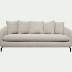 Canapé En Tissu|Canapé 4 Places*alinea Canapé fixe 4 places en tissu tramé piétement noir - roucas Beige