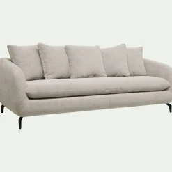 Canapé En Tissu|Canapé 4 Places*alinea Canapé fixe 4 places en tissu tramé piétement noir - roucas Beige