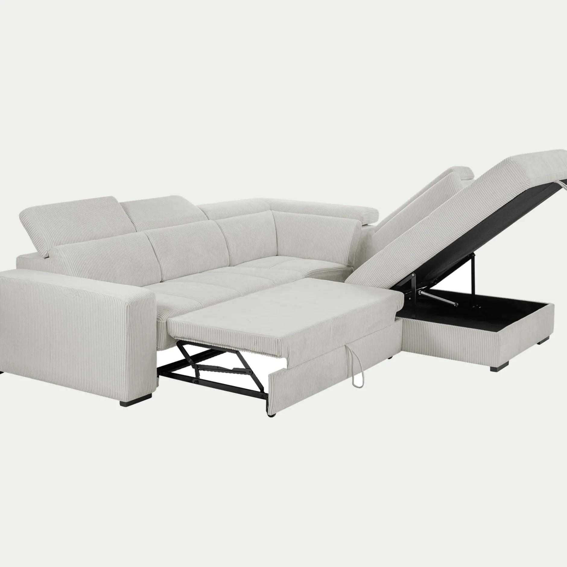 Canapé En Tissu|Canapé 5 Places*alinea Canapé grand angle droit convertible en tissu castello - roucas Beige