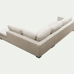 Canapé En Velours|Canapé Fixe*alinea Canapé grand angle droit fixe avec méridienne en velours côtelé Azores - Beige