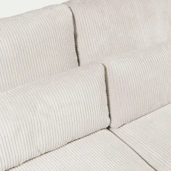 Canapé En Velours|Canapé Fixe*alinea Canapé grand angle droit fixe avec méridienne en velours côtelé Azores - Beige