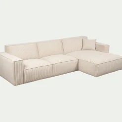 Canapé En Velours|Canapé 4 Places*alinea Canapé grand angle droit fixe en velours côtelé azores - Beige