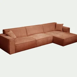 Canapé 4 Places|Canapé Fixe*alinea Canapé grand angle droit fixe en tissu tramé - brun rustrel Marron