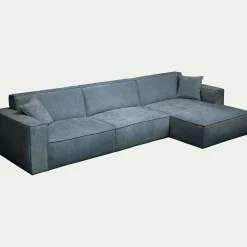 Canapé En Tissu|Canapé 4 Places*alinea Canapé grand angle droit fixe en tissu tramé - Bleu