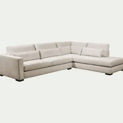 Canapé 5 Places|Canapé Fixe*alinea Canapé grand angle droit fixe avec méridienne en tissu tramé - Beige