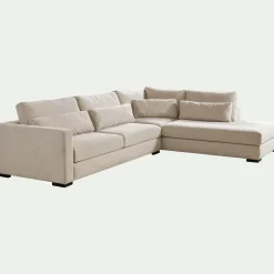 Canapé 5 Places|Canapé Fixe*alinea Canapé grand angle droit fixe en tissu Bloq - roucas Beige