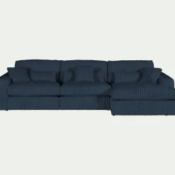 Canapé En Velours|Canapé 5 Places*alinea Canapé grand angle droit fixe en velours côtelé bita - calabrun Bleu
