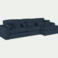 Canapé En Velours|Canapé 5 Places*alinea Canapé grand angle droit fixe en velours côtelé bita - calabrun Bleu