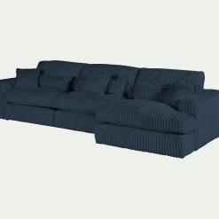 Canapé En Velours|Canapé 5 Places*alinea Canapé grand angle droit fixe en velours côtelé bita - calabrun Bleu