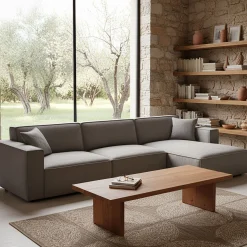 Canapé 4 Places|Canapé Fixe*alinea Canapé grand angle droit fixe en tissu tramé - borie Gris