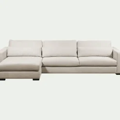 Canapé 4 Places|Canapé Fixe*alinea Canapé grand angle gauche fixe en tissu Bloq - roucas Beige