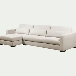 Canapé 4 Places|Canapé Fixe*alinea Canapé grand angle gauche fixe en tissu Bloq - roucas Beige