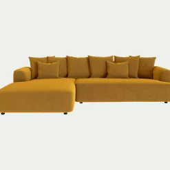 Canapé En Velours|Canapé 5 Places*alinea Canapé grand angle gauche fixe en tissu velours - vert sauge Jaune