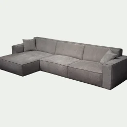 Canapé 4 Places|Canapé Fixe*alinea Canapé grand angle gauche fixe en tissu tramé - Gris borie