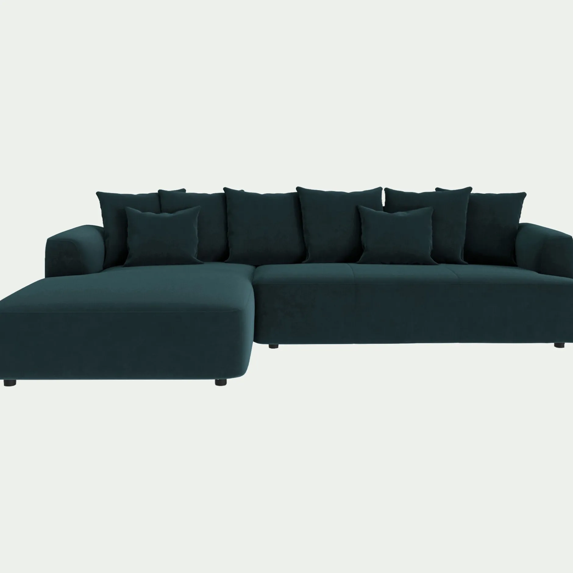 Canapé En Velours|Canapé 5 Places*alinea Canapé grand angle gauche fixe en tissu velours - foncé Bleu