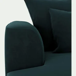 Canapé En Velours|Canapé 5 Places*alinea Canapé grand angle gauche fixe en tissu velours - foncé Bleu