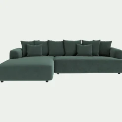 Canapé En Velours|Canapé 5 Places*alinea Canapé grand angle gauche fixe en tissu velours - sauge Vert