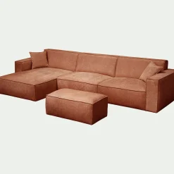 Canapé 4 Places|Canapé Fixe*alinea Canapé grand angle gauche fixe en tissu tramé - brun rustrel Marron
