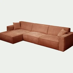Canapé 4 Places|Canapé Fixe*alinea Canapé grand angle gauche fixe en tissu tramé - brun rustrel Marron