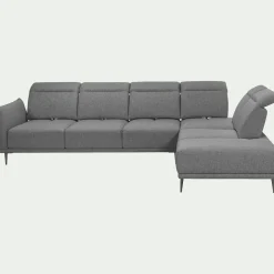 Canapé 5 Places|Canapé D'Angle*alinea Canapé grand d'angle droit en tissu avec fonction avance-recul - restanque Gris