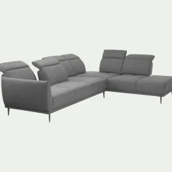 Canapé 5 Places|Canapé D'Angle*alinea Canapé grand d'angle droit en tissu avec fonction avance-recul - restanque Gris