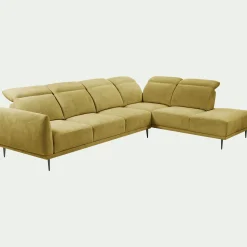 Canapé 5 Places|Canapé Fixe*alinea Canapé grand d'angle droit en tissu memphis avec fonction avance-recul - argan Jaune