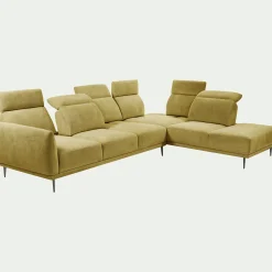 Canapé 5 Places|Canapé Fixe*alinea Canapé grand d'angle droit en tissu memphis avec fonction avance-recul - argan Jaune