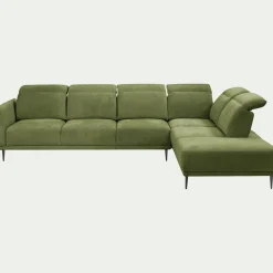 Canapé 5 Places|Canapé Fixe*alinea Canapé grand d'angle droit en tissu memphis avec fonction avance-recul - cèdre Vert