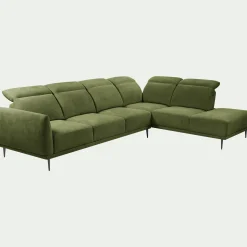 Canapé 5 Places|Canapé Fixe*alinea Canapé grand d'angle droit en tissu memphis avec fonction avance-recul - cèdre Vert